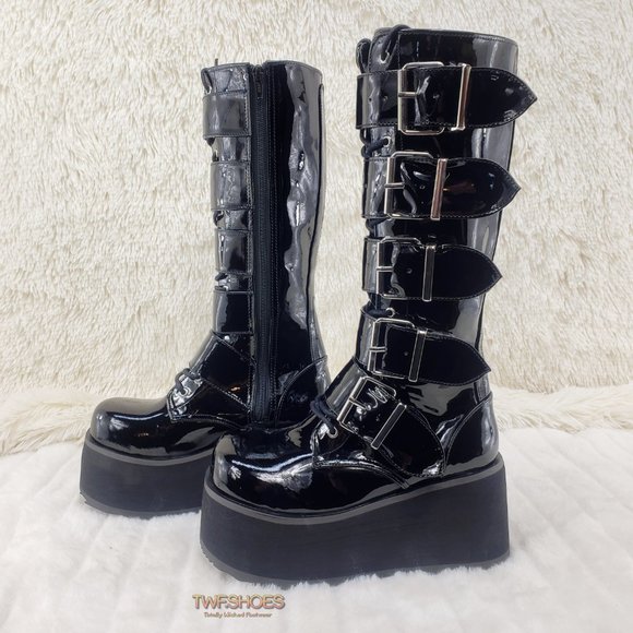 Brand New Trashville 518 Platform Goth Mens Knee Boots Patent main image 12